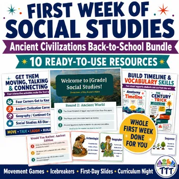 First Week Social Studies BUNDLE: Ancient Civilization Activities Back to School product cover
