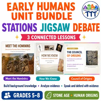 Early Humans Unit Bundle | Hominin Stations, Fossil Jigsaw & Stone Age Debate product cover